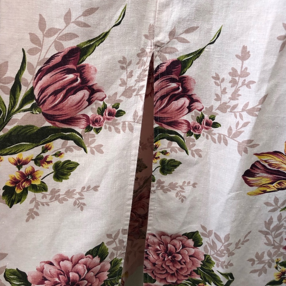 Women’s XL Vintage Hot Cotton USA Linen Sleeveless Pink Floral Maxi Dress - Picture 5 of 6